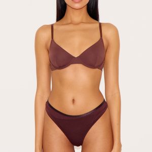 Brown Non Cupped Underwired Bra