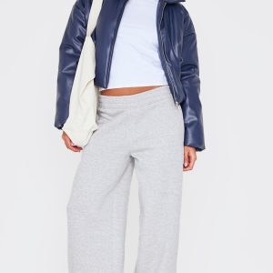 Grey Marl Low Rise Oversized Wide Leg Joggers