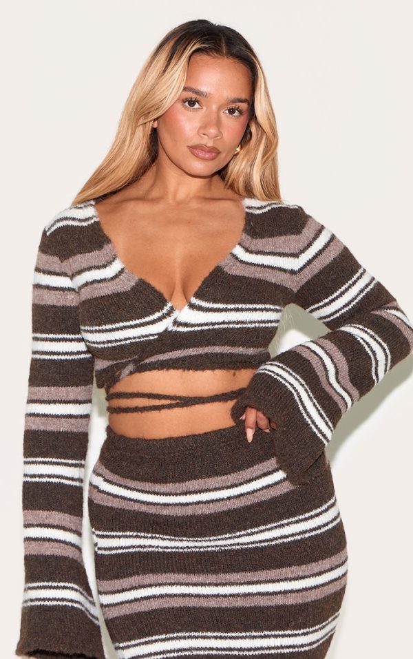 1cc3bce0924ecdbe97b27981e2319d514aa7d400_CNM8077_1_shape_chocolate_brushed_stripped_knit_tie_front_top