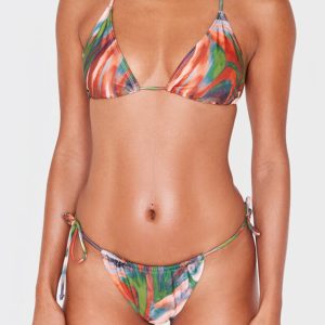 Multi Printed Ruched Tie Side Bikini Bottoms