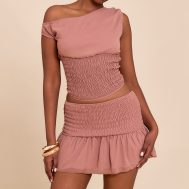 1e2c22890d49539b24e9cda4cfb4b9deaf224ff9_CNM5241_1_chocolate_gathered_waist_floaty_mini_skirt