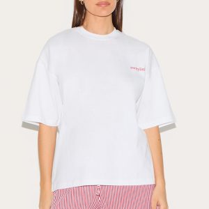 PRETTYLITTLETHING White Stripe Oversized Tee Short PJ Set