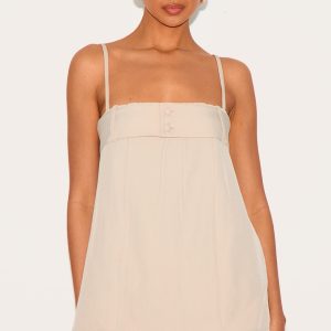Stone Boxy Woven Belted Cami
