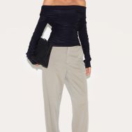 1ede7204699a0e50e20dbe88051634966fb21eef_CNM5811_3_black_double_layer_slinky_ruched_detail_bardot_long_sleeve_top