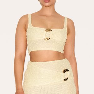 Shape Lemon Textured Gold Hammered Ring Cami Top