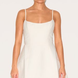 Petite White Structured Shift Dress