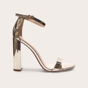 May Gold Block Heeled Sandal