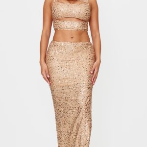 Shape Gold Sequin Maxi Skirt