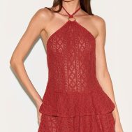 20e9afcc395489c15af09883e388fa84c09e3345_CNM0897_1_rust_crochet_halterneck_frill_detail_shift_dress
