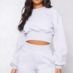 Tall Ash Grey Cropped Sweatshirt
