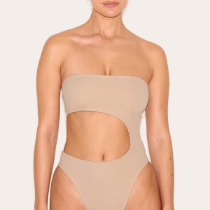 Stone Bandeau Cut Out High Leg Swimsuit