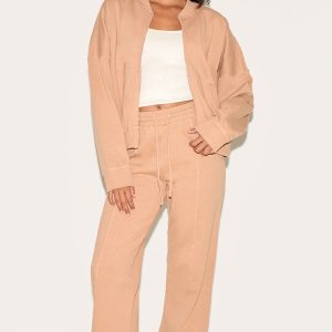 Stone Washed Seam Detail Wide Leg Joggers