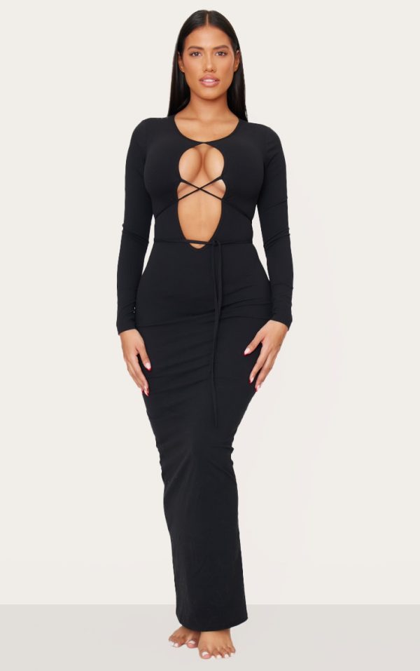 23e7357475f54b262727521ba4941e486088dd91_CNK8795_1_shape_black_sculpt_plunge_front_strappy_waist_long_sleeve_maxi_dress