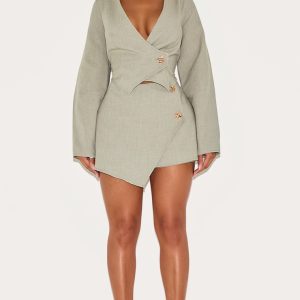 Shape Sage Woven Asymmetric Hammered Skort