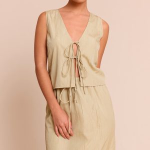 Clay Textured Tie Detail Waistcoat