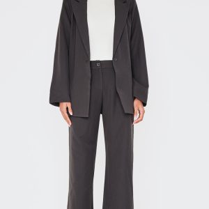 Charcoal Premium Woven Tailored Wide Leg Trousers