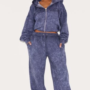 Shape Navy Washed Wide Leg Joggers