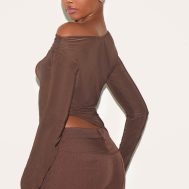266c5bc19cebecc3010774d00916bf7b19ddffbc_CNM2385_2_chocolate_soft_touch_asymmetric_ruched_long_sleeve_top