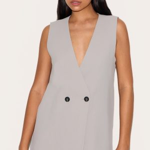 Tall Ash Grey Boxy Oversized Waistcoat