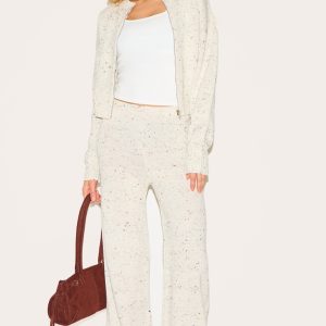 Cream Space Dye Knitted Trousers