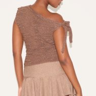 26ec542340b0255177443b43d77f67b993f7429d_CNM1231_2_chocolate_sheer_bobble_crochet_asymmetric_tie_top