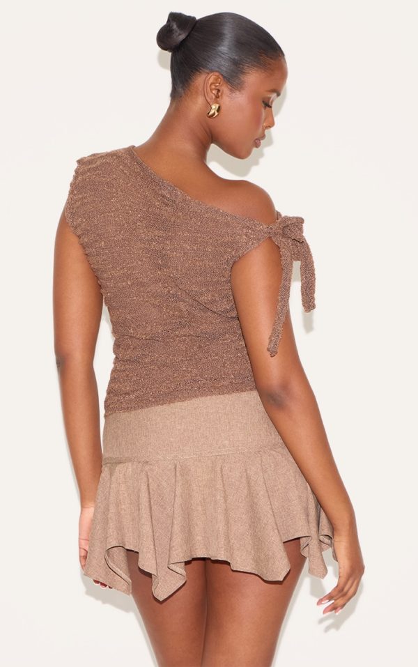 26ec542340b0255177443b43d77f67b993f7429d_CNM1231_2_chocolate_sheer_bobble_crochet_asymmetric_tie_top
