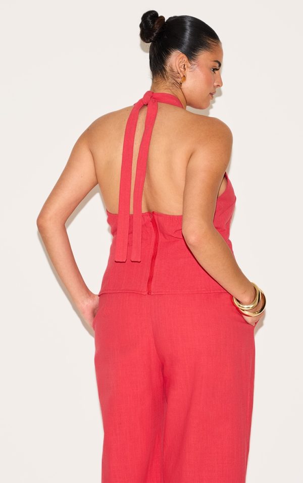 271ad7d401b5e15ca5d1c6a8499de9804bfd0e07_CNM6579_2_plus_red_linen_twist_front_halter_neck_top