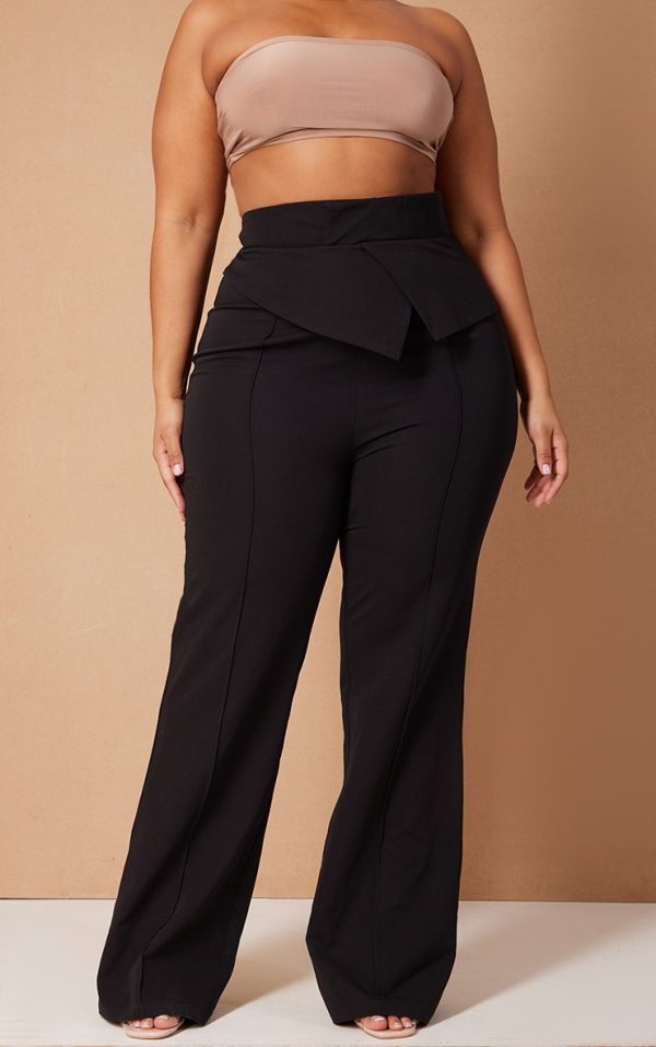 274063ddb1d58ad05371c508197c68b9c1a24b25_CMW4055_2_plus_black_fold_over_waistband_flare_trousers
