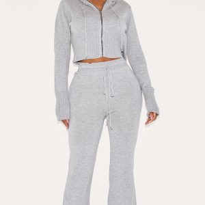 Shape Grey Knitted Flare Trousers