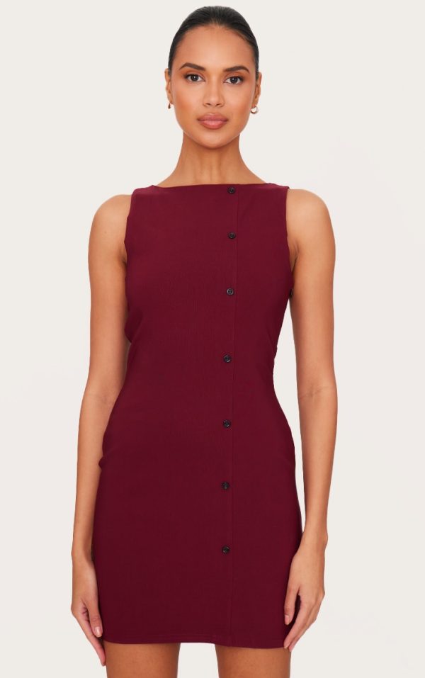 27dc48da579706e5d28c2a687db6938144ab3355_CNL5433_1_burgundy_stretch_woven_button_down_shift_dress