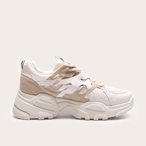 Stone Chunky Panelled Trainers