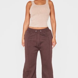 Shape Chocolate Binded High Waist Wide Leg Joggers