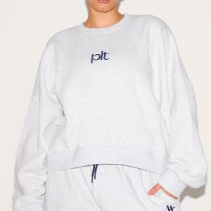 Plus Ash Grey Plt Sweatshirt