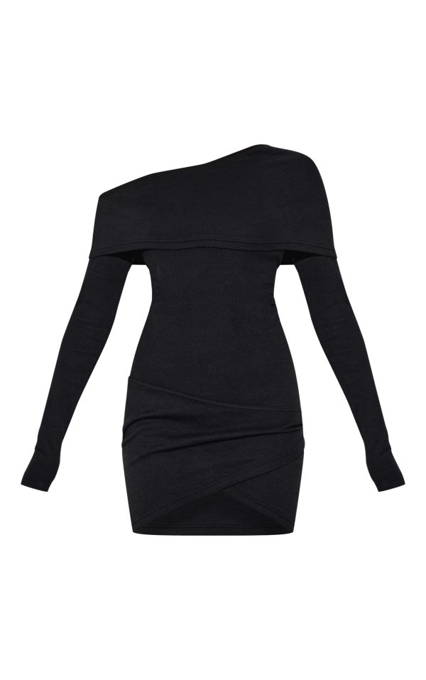2922dd5f995e89445bcd0ec45676cd9b89cd9a2a_CNM3171_5_black_rib_fold_one_shoulder_mini_dress-1