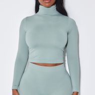 292c8da7d3e606215fb665a8f02a8161cd75f44b_CNJ7958_1_shape_sage_green_stretch_seamless_high_neck_long_sleeve_top