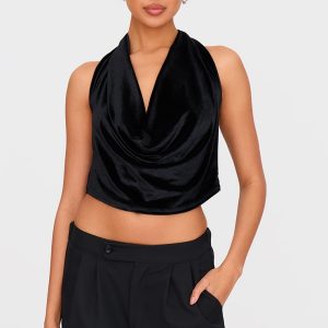 Black Velvet Halter Neck Top