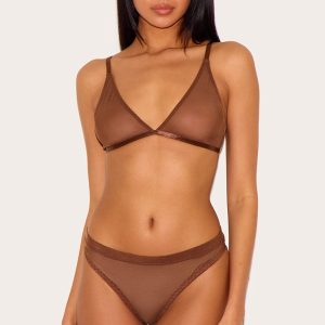 Chocolate Mesh Triangle Bra