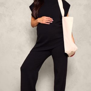 Maternity Black Knit Wide Leg Trousers