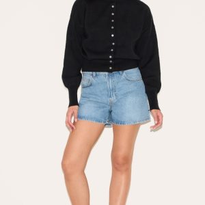Black Compact Knit Button Through Cardigan