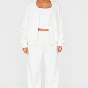 Petite Cream Wide Leg Elasticated Drawstring Joggers