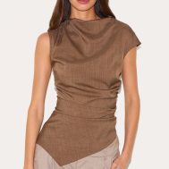 2c3f9a95bd7d2a8a2b4474320128b84017483d87_CNL9466_1_chocolate_woven_ruched_asymmetric_long_top