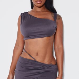 Shape Charcoal One Shoulder Crop Top