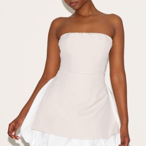 Clay Tailored Bandeau Puffball Hem Shift Dress