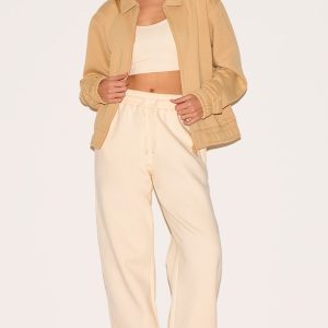 Stone Zip Through Collared Sweatshirt