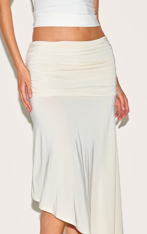 2cccf6b8531a368a7c8c5bc304130a01f19a3c14_CNN0303_4_cream_double_layer_slinky_asymmetrical_ruched_midaxi_skirt