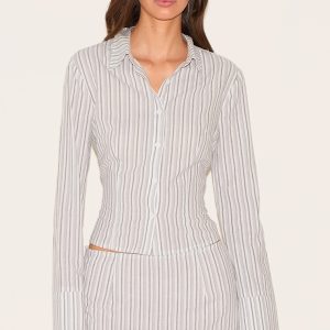 Cream Pinstripe Fitted Shirt