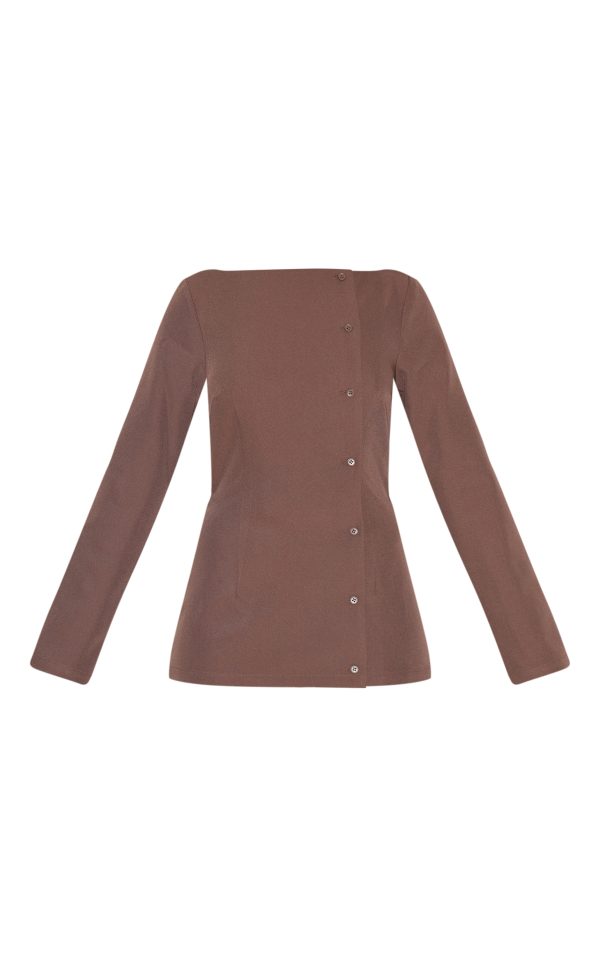 2d61d27c6dd5cc9269c49bf06d2167fc08a446f4_CNM2302_5_chocolate_woven_asymmetric_button_tailored_skort_playsuit
