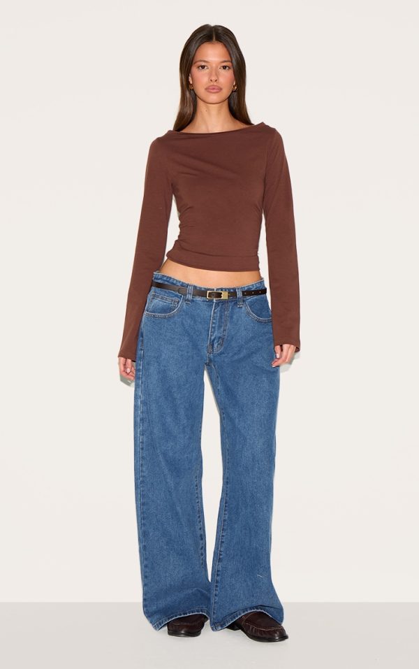 2d8f3140e936203850567fdcc56ea46782db6267_CNM3768_3_chocolate_crew_neck_flared_sleeve_long_top