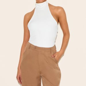 Petite White Extreme Halterneck Top