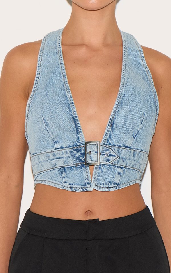 2e7d5b6074048037b2600db445f603bb9c84bc94_CNE1207_4_light_blue_wash_buckle_front_denim_halterneck_top
